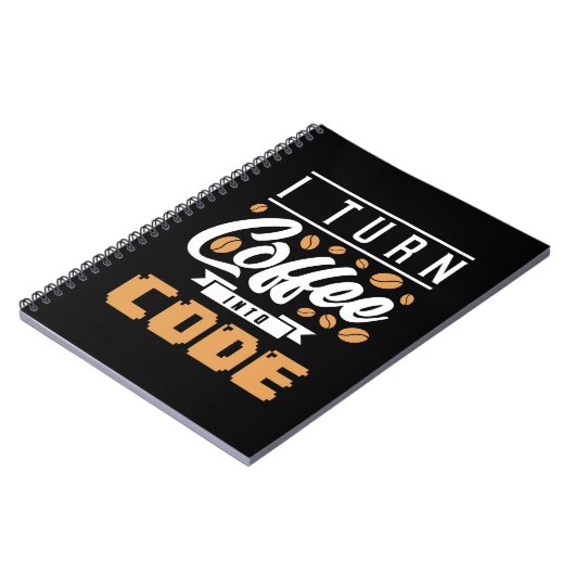 Programmierer machen Kaffee in Code Notizblock (Linke Seite)