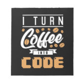 Programmierer machen Kaffee in Code Notizblock (Vorderseite)