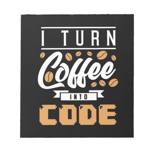 Programmierer machen Kaffee in Code Notizblock (Vorderseite)