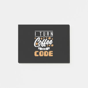 Programmierer machen Kaffee in Code Post-it Klebezettel