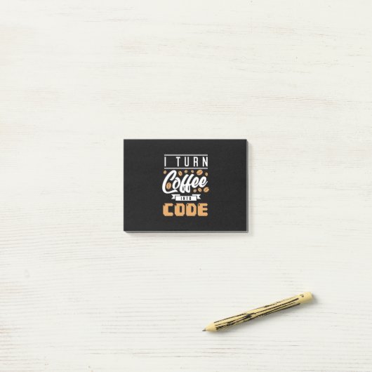 Programmierer machen Kaffee in Code Post-it Klebezettel (Auf Schreibtisch)