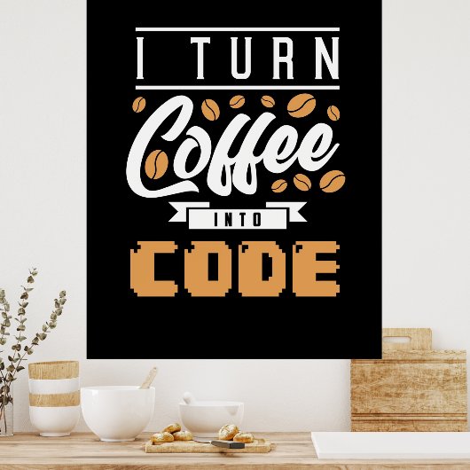 Programmierer machen Kaffee in Code Poster (Küche)