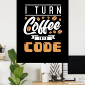 Programmierer machen Kaffee in Code Poster (Heimbüro)