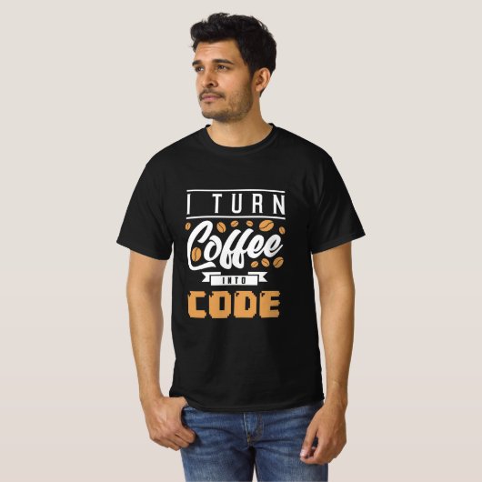 Programmierer machen Kaffee in Code T-Shirt (Vorne ganz)