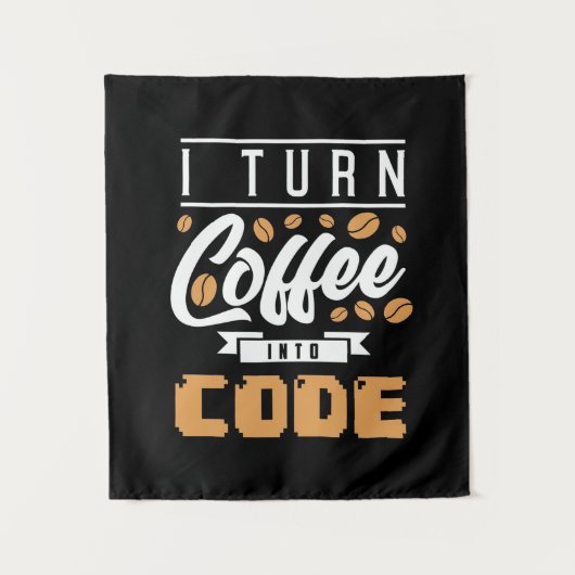 Programmierer machen Kaffee in Code Wandteppich (Vorderseite)