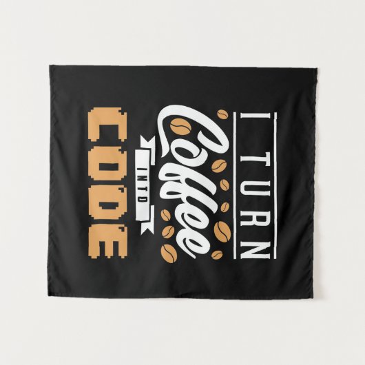 Programmierer machen Kaffee in Code Wandteppich (Vorderseite (Horizontal))