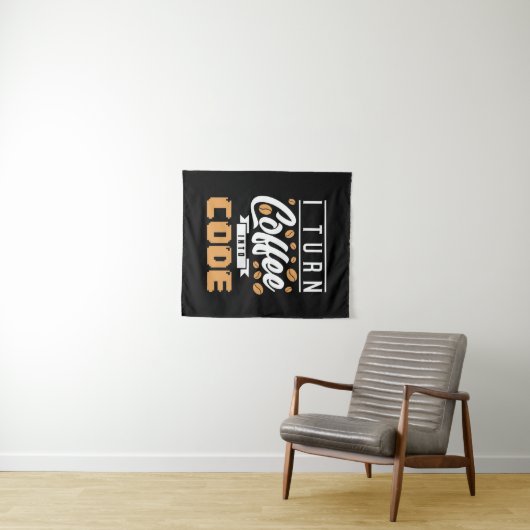 Programmierer machen Kaffee in Code Wandteppich (Beispiel (Horizontal))