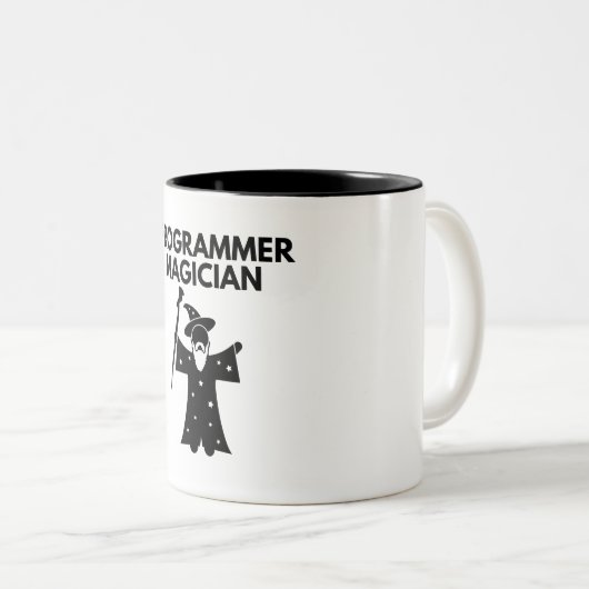 Programmierer Magician für Softwareentwickler Zweifarbige Tasse (VorderseiteRechts)