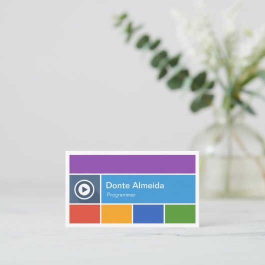 Programmierer - Moderner Flachmetrostil Visitenkarte (Stehend Vorderseite)