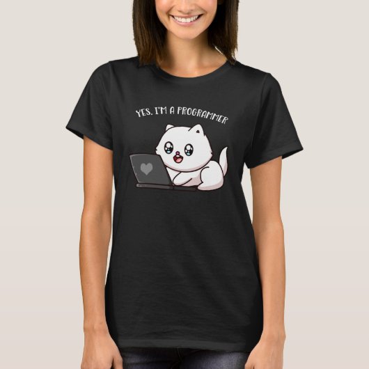 Programmierer Niedlich Cat Computer Administrator T-Shirt (Vorderseite)