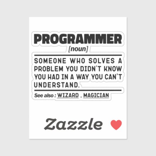 Programmierer Noun Software Developer Spaß Joke Aufkleber (Blatt)