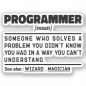 Programmierer Noun Software Developer Spaß Joke Aufkleber (Vorderseite)
