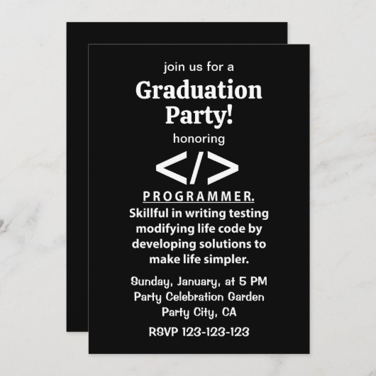 Programmierer-Programmieren Entwickler-Programmier Einladung (Vorne/Hinten)