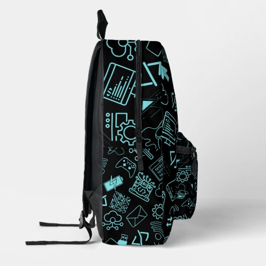 Programmierer programmieren Technologie blau Bedruckter Rucksack (Links)