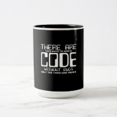 Programmierer schreiben Code ohne Fehler Zweifarbige Tasse (Mittel)