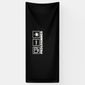 Programmierer schreiben Code und trinken Kaffee Banner (Vertikal)