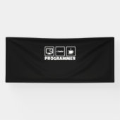 Programmierer schreiben Code und trinken Kaffee Banner (Horizontal)