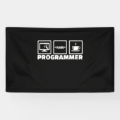 Programmierer schreiben Code und trinken Kaffee Banner (Horizontal)