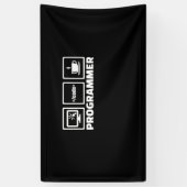 Programmierer schreiben Code und trinken Kaffee Banner (Vertikal)