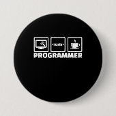 Programmierer schreiben Code und trinken Kaffee Button (Vorderseite)