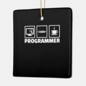 Programmierer schreiben Code und trinken Kaffee Keramikornament (Links)
