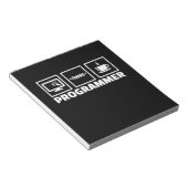 Programmierer schreiben Code und trinken Kaffee Notizblock (angewinkelt)