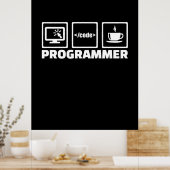Programmierer schreiben Code und trinken Kaffee Poster (Küche)