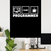 Programmierer schreiben Code und trinken Kaffee Poster (Heimbüro)