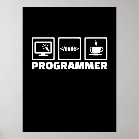 Programmierer schreiben Code und trinken Kaffee Poster (Vorne)