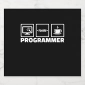 Programmierer schreiben Code und trinken Kaffee Schaumweinetikett (Einzelnes Label)