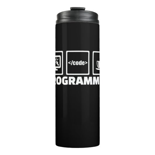 Programmierer schreiben Code und trinken Kaffee Thermosbecher (Vorderseite)