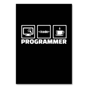 Programmierer schreiben Code und trinken Kaffee Tischnummer