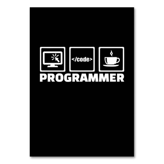 Programmierer schreiben Code und trinken Kaffee Tischnummer (Vorderseite)