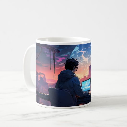 Programmierer und Ansicht Kaffeetasse (Vorderseite Links)