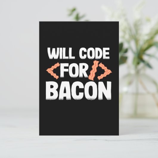 Programmierer wird Code für Bacon RSVP Karte (Stehend Vorderseite)