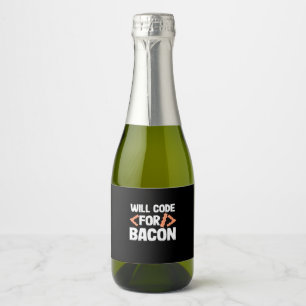 Programmierer wird Code für Bacon Schaumweinetikett