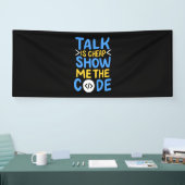 Programmierer zeigen mir den Code Banner (Messe)