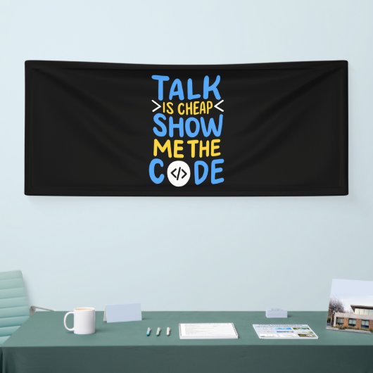 Programmierer zeigen mir den Code Banner (Messe)