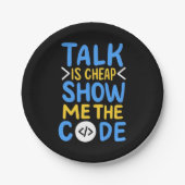Programmierer zeigen mir den Code Pappteller (Vorderseite)