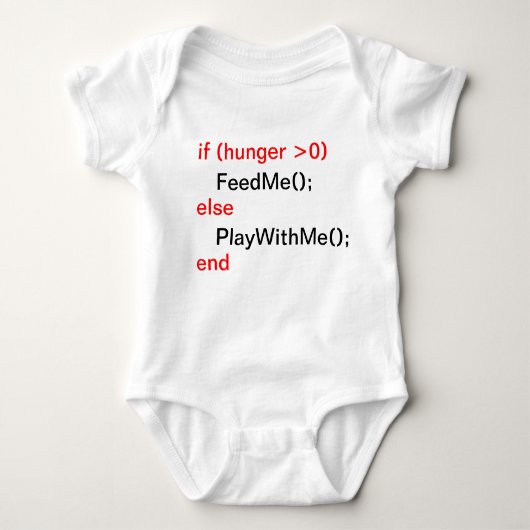 Programmiererbaby (FeedMe, PlayWithMe) Baby Strampler (Vorderseite)