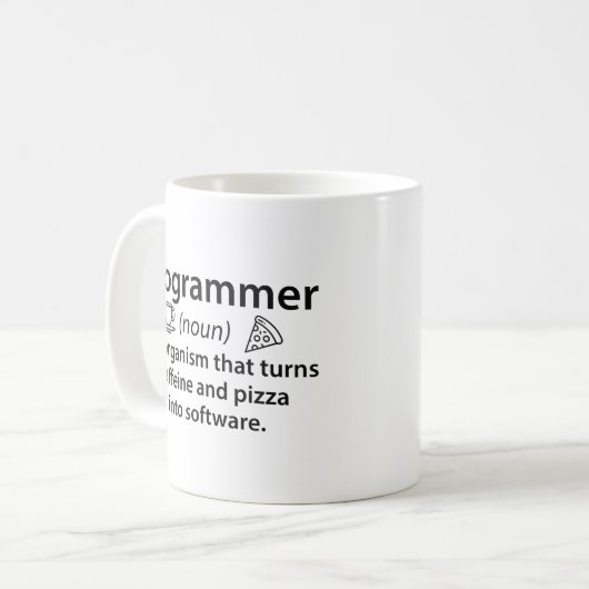 Programmiererin Caffeine Pizza Kaffeetasse (Vorderseite Links)
