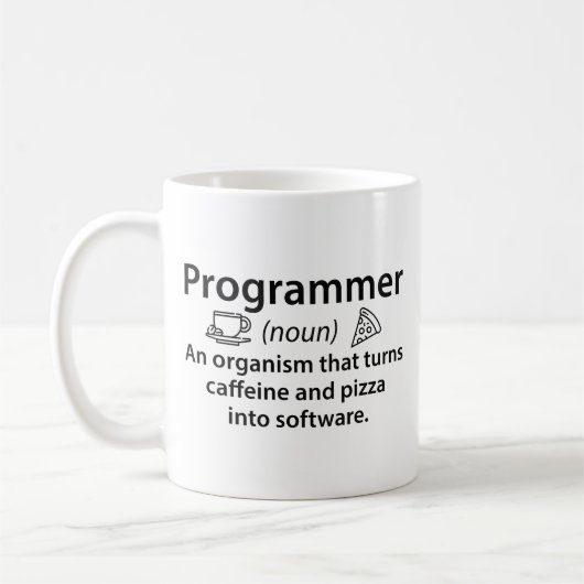 Programmiererin Caffeine Pizza Kaffeetasse (Links)