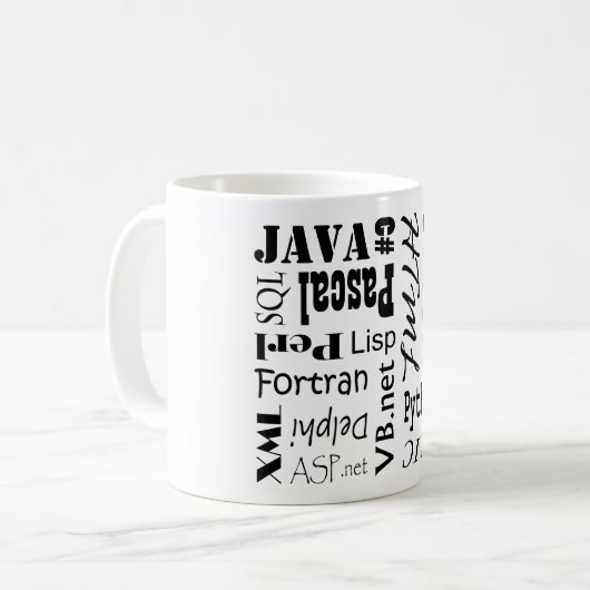 Programmiersprache-Tasse Kaffeetasse (Vorderseite Links)
