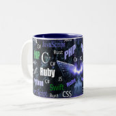 Programmiersprachen Blaues Muster Zweifarbige Tasse (Vorderseite Links)