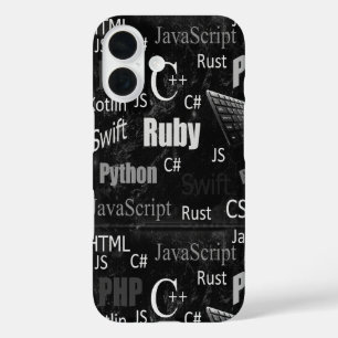 Programmiersprachen Schwarz-Weiß iPhone 16 Hülle