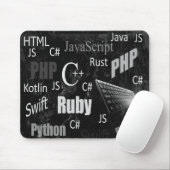 Programmiersprachen Schwarz-Weiß Mousepad (Mit Mouse)