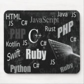 Programmiersprachen Schwarz-Weiß Mousepad (Vorne)