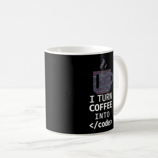 Programmierung Ich mache Kaffee in Code Kaffeetasse (VorderseiteRechts)