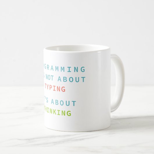 Programming Is Thinking, Not Typing – Developer Kaffeetasse (VorderseiteRechts)