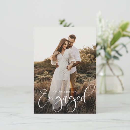 Programmkalligrafie-Script-Foto-Engagement-Partei Einladung (Stehend Vorderseite)